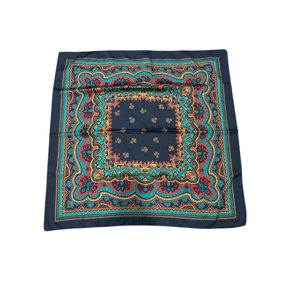 Vintage Paisley Print Scarf Square 34"x34" Multicolor Shawl Wrap Bohemian